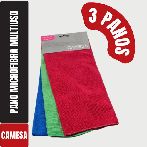 Kit Com 3 Panos Microfibra 30x30cm Multiuso Camesa Polimento Carro Automotivo Limpar Atacado Cores Sortidas